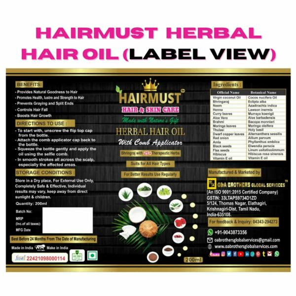 HAIRMUST Therapeutic Hair Growth & Fall Control Oil with selfie COMB (200mL  Pack of 10) - JioMart