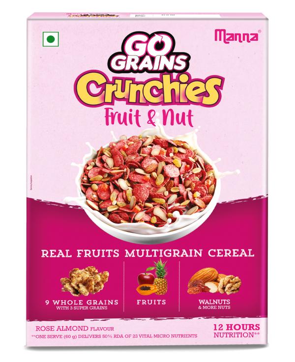 Manna Go Grain Crunchies for 12 Hour Nutrition Rose Almond Fruit