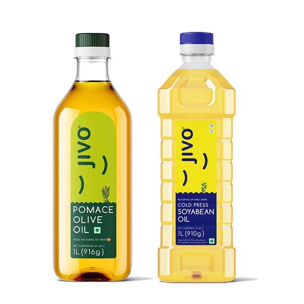 Jivo Soyabean Oil 1L + 1L Pomace Olive Oil - JioMart