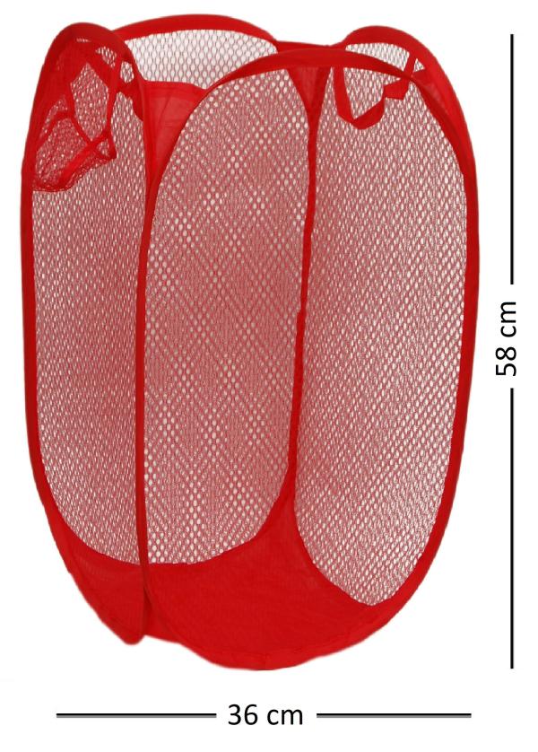 Winner Light Blue & Red Nylon Rectangular Foldable Laundry Basket 36x36x58 cm Set Of 2 (PLBC08