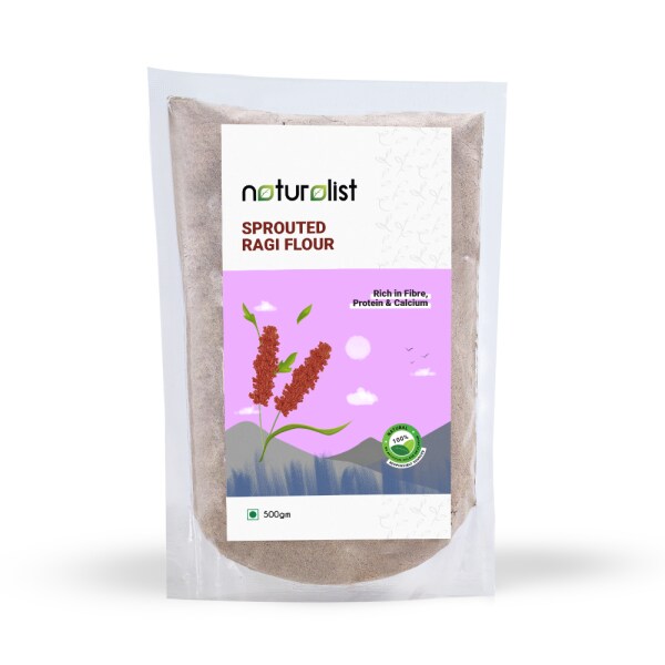 Naturalist 500 gm Sprouted Ragi Flour Chemical Free Fibre, Protein