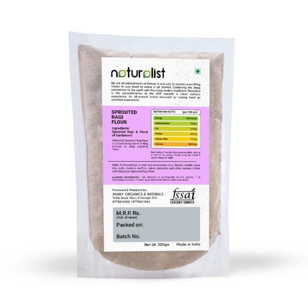 Naturalist 500 gm Sprouted Ragi Flour Chemical Free Fibre, Protein