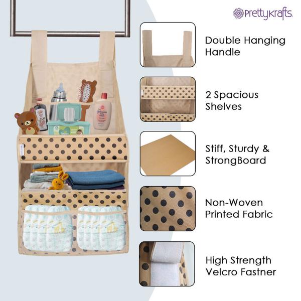 PrettyKrafts Hanging Diaper Caddy Crib Diaper Organizer Diaper Stacker