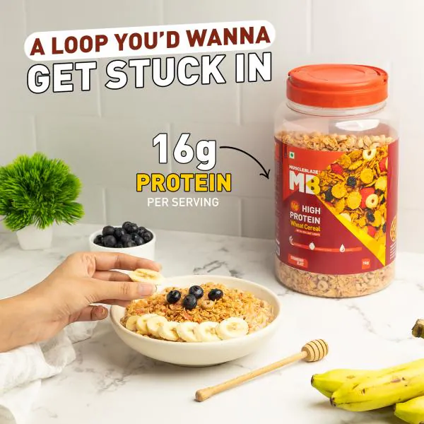 MuscleBlaze High Protein Wheat Cereal, 21 g Protein, Fibre Rich, Breakfast Cereals, with Oats