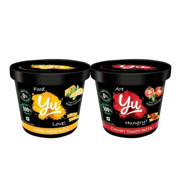 Yu Foodlabs Three Cheese + Creamy Tomato Cup Pasta Pack of 2