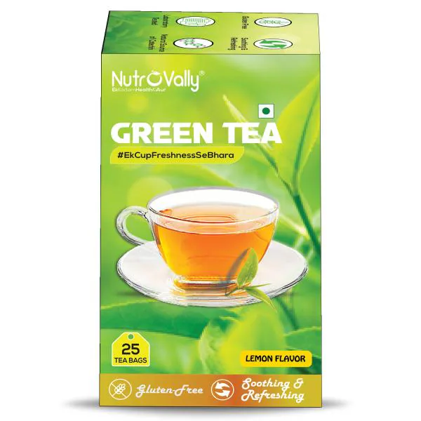 NutroVally Green Tea For Weight Loss & Build Immunity Aromatic Lemon Green Tea 100 Tea Bags