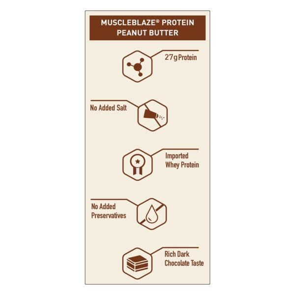 MuscleBlaze High Protein Natural Peanut Butter, 750 g Dark Chocolate