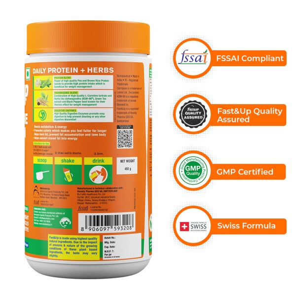 Fast&Up L Carnitine Protein Plant Protein with 1000mg Carnitine