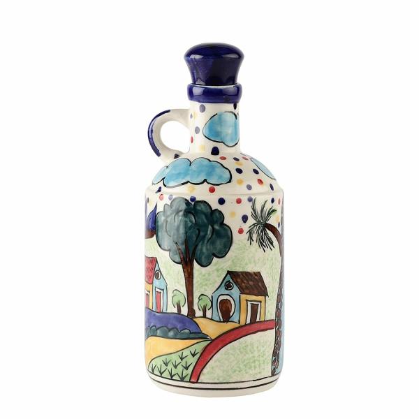 The Decor Lane Ceramic Blue Floral Art 1000 ml Hanpainted Oil Dispenser
