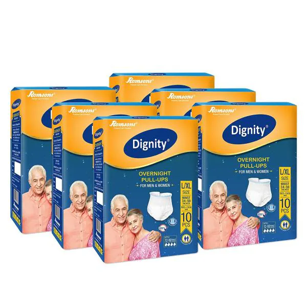 Dignity Overnight Pull Up Adult Diapers, LargeExtra Large, Waist Size