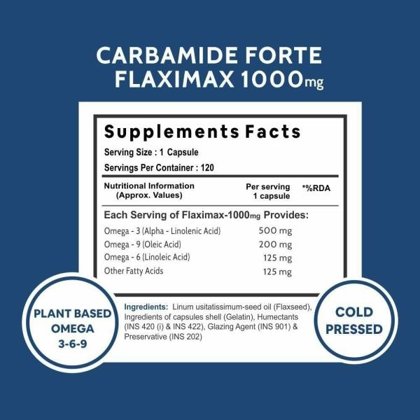 Carbamide Forte Cold Pressed Organic Flaxseed Oil 1000 Mg Capsules With