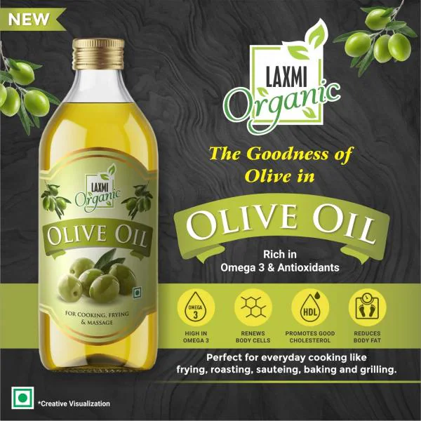 Laxmi Organic OLIVE OIL Edible 500 ML Jaitun Oil Cold Pressed Oil
