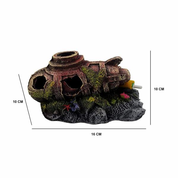 Jainsons Aquarium Fish Tank Decoration Plastic 2 Plants and 1 Submarine
