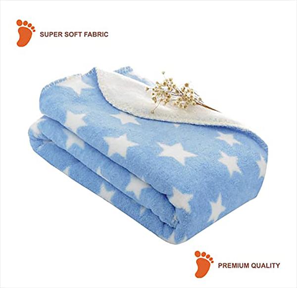 My New Born Baby Blue Star and Brown Star Wrapper Blanket (03 M) JioMart