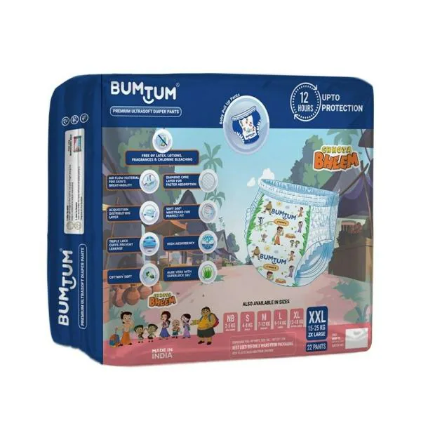 Bumtum Chhota Bheem Premium Baby PullUp Diaper Pants with Aloe Vera