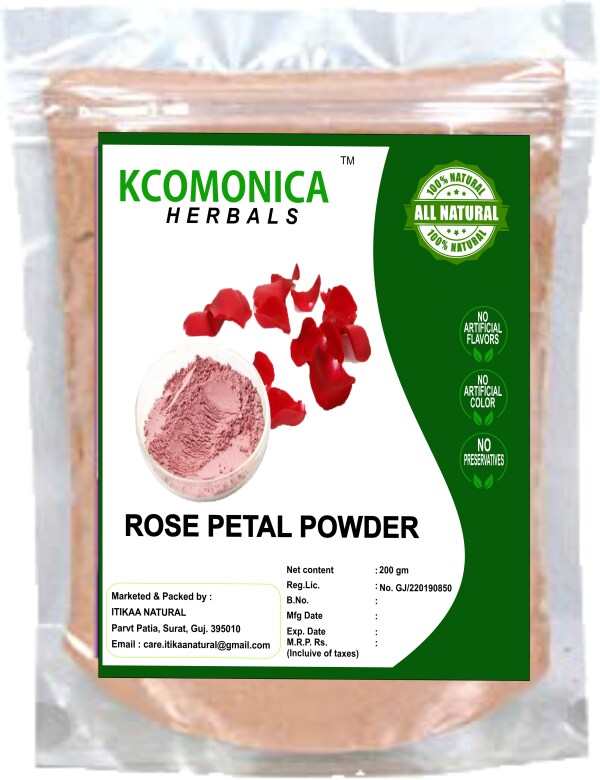 Rose petal Organic Herbal Powder for face and body, used for