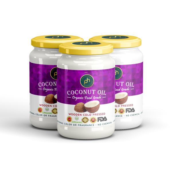 PH Organic Coconut Oil 500 ml Extra Virgin Wooden Cold Pressed ISO FDA