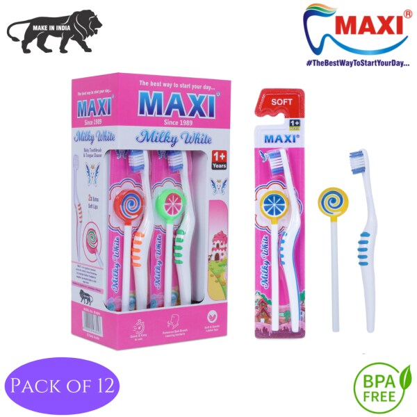 MAXI Milky White Baby Toothbrush and Tongue CleanerOral Hygiene Kit