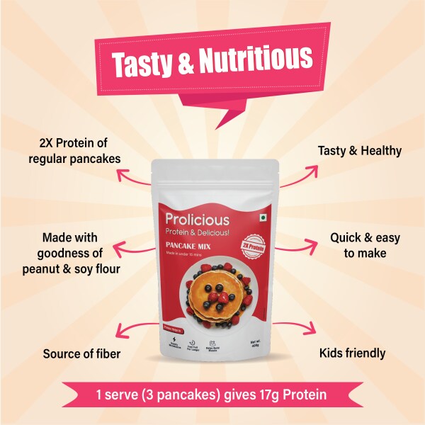 Prolicious High Protein Pancake Mix 400 gms High Protein Vegan