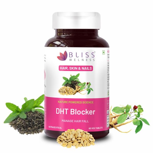 Bliss Welness DHT Blocker With Biotin, Pumpkin Seed, Green Tea Extract, Omega 3, Ginseng Extract