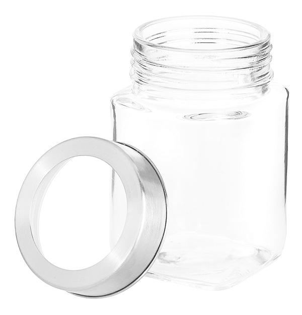 Machak Clear Glass Cubical Kitchen Storage Glass Jar (Set Of 4) JioMart