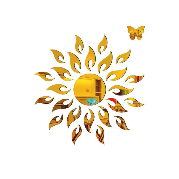 Look Decor Gold 3D Acrylic Sun Flame Mirror Decorative Wall Stickers