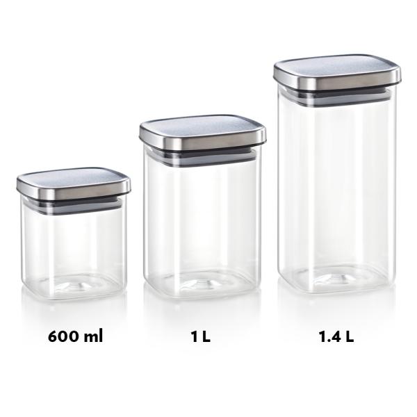 Borosil Classic Square Glass Jar, AirTight Storage Container For