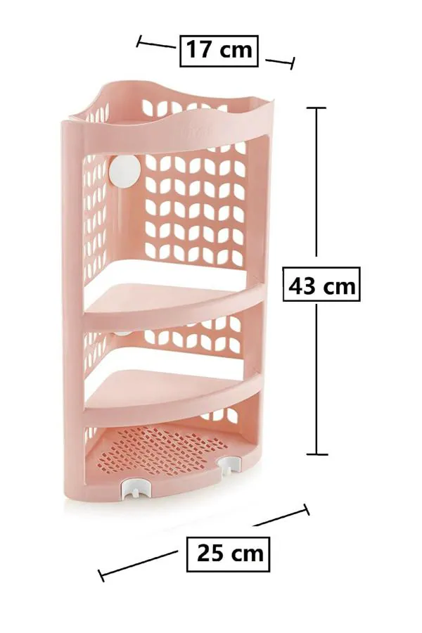 Nabhya Pink Plastic Multipurpose Wall Mount Bathroom Corner Shelf and
