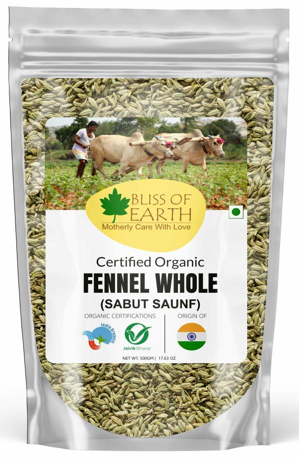 Bliss of Earth Certified Organic Fennel seed ( Saunf) Indian Spice