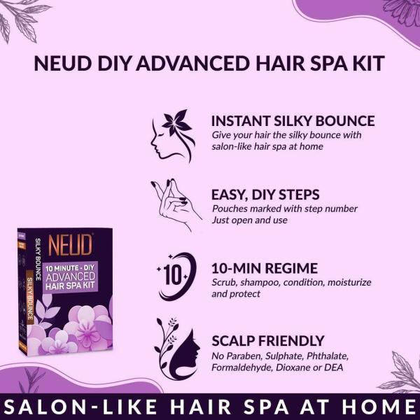 NEUD 4Step DIY Advanced Hair Spa Kit for SalonLike Silky Bounce at
