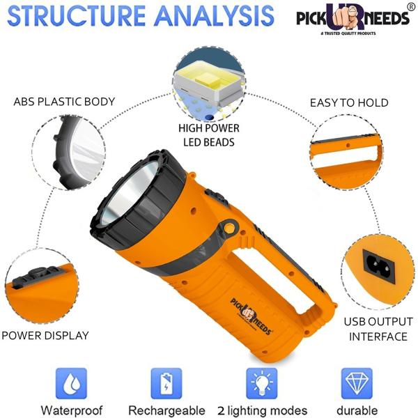 Pick Ur Needs Solar Emergency Led Torch Light for Home 4 hrs Torch