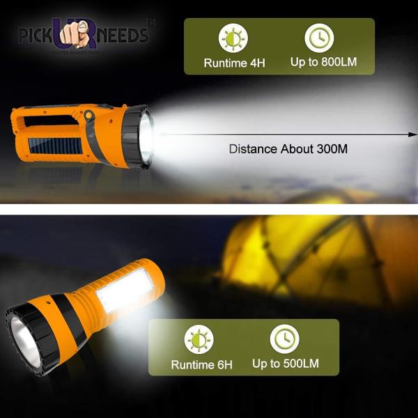 Pick Ur Needs Solar Emergency Led Torch Light for Home 4 hrs Torch