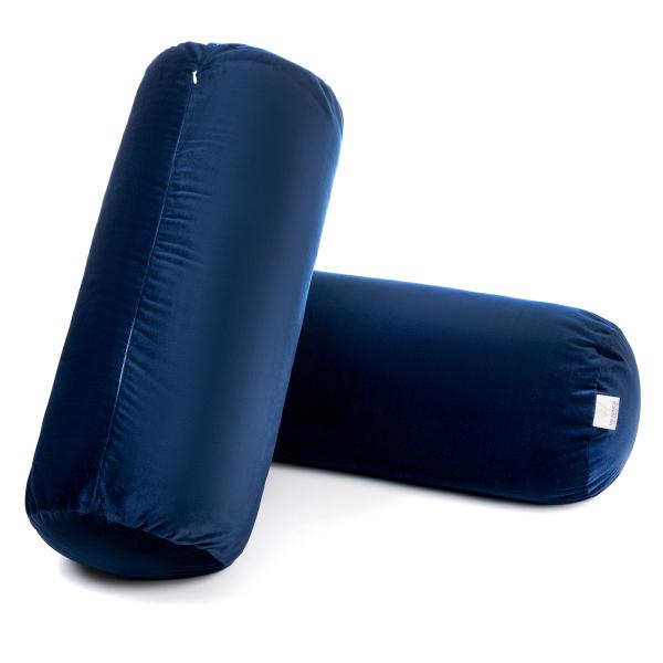 MY ARMOR Micro Fibre Bolster Bed Pillows Navy Blue Velvet Cover (Pack