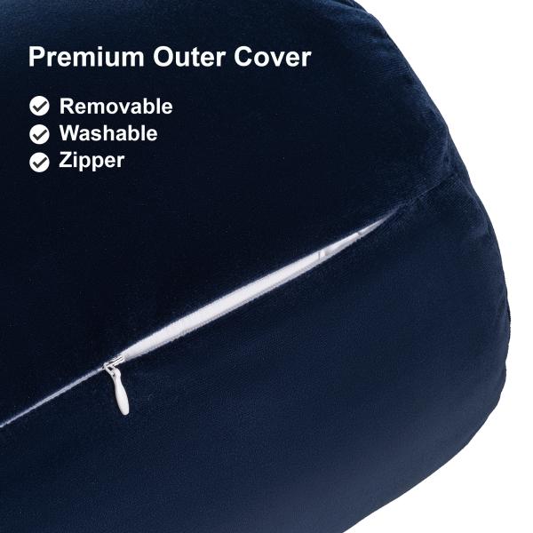 MY ARMOR Micro Fibre Bolster Bed Pillows Navy Blue Velvet Cover (Pack