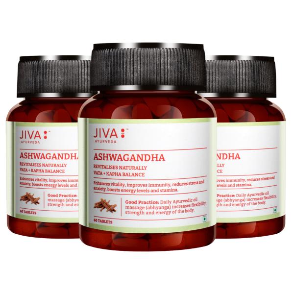JIVA Ashwagandha Tablet Revitalise Body & Mind 60 Tablets Each Pack of 3 (Pack of 3) JioMart