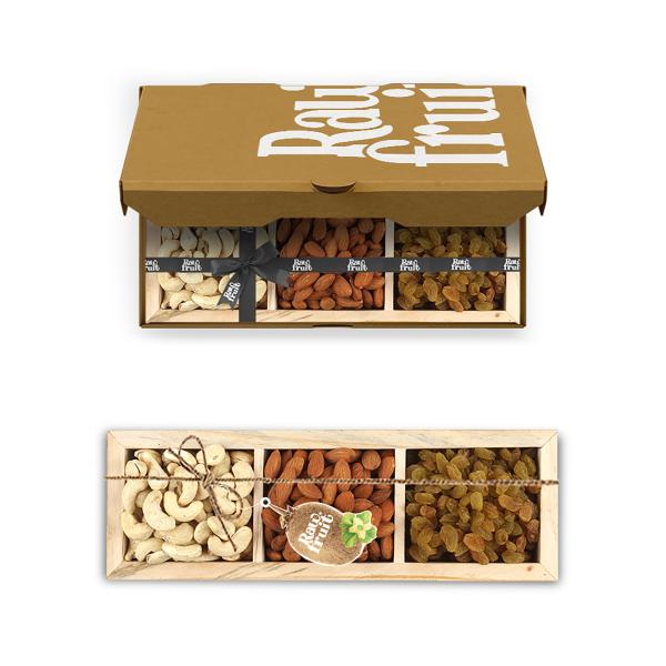 Hyperfoods Wooden Gift Box with Cashew, Almonds, Golden Raisins JioMart
