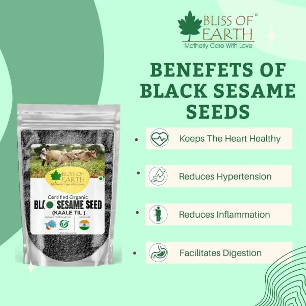 Bliss of Earth 1kg unhulled Black Sesame Seeds, Kaale Til, Fresh