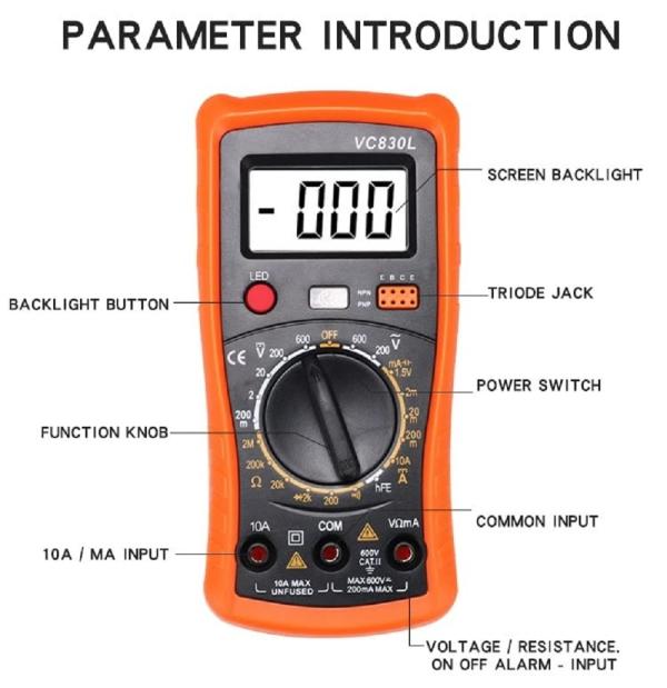 Techtest Digital Multimeter Kit with Probes Vc830l Pocket Multimeters Handheld Maltimimiter