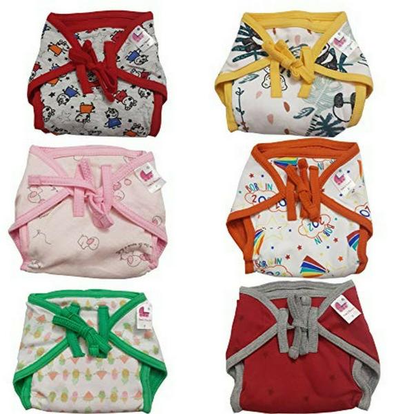 TotzTouch Boys and Girls Multicolor Printed Cotton Pack of 6 Washable