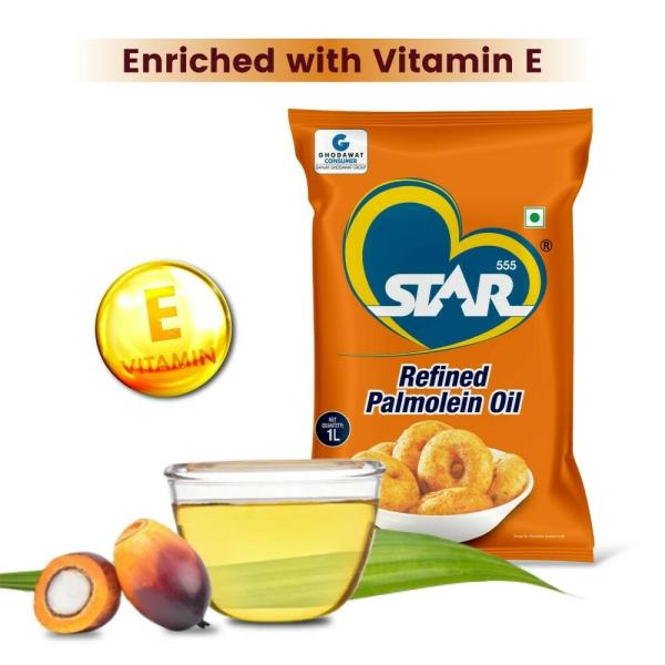 Star555 Refined Palm Oil 1 L Delicious & Tasty Cooking Oil For a Healthy Life Pack of 3