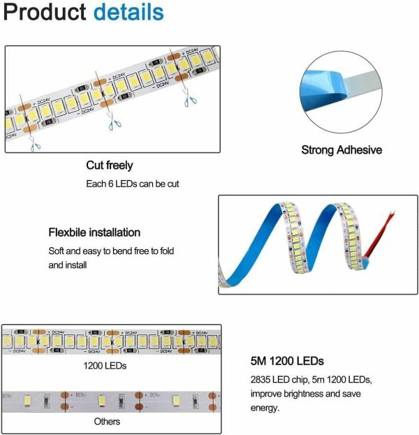OTS LIGHTS 240 LED per Meter LED Flexible Strip Cove Light with Self