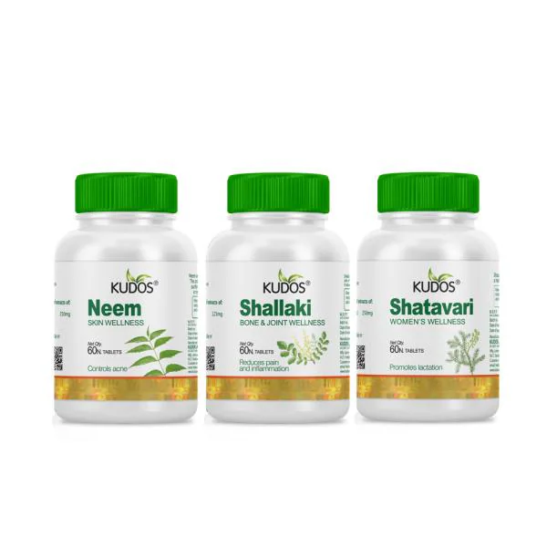 Kudos AyurvedaNeem(Skin Wellness) Shallaki(Bone Joint) Shatavari