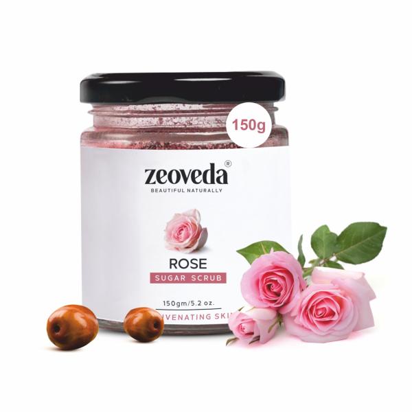Zeoveda Natural Exfoliate Rose Sugar Scrub For Face & Body, Blackhead Remover, De Tan Removal