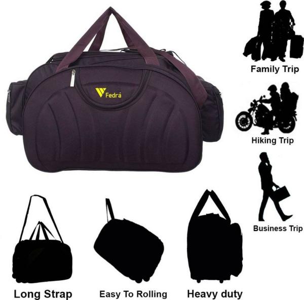 FEDRA Purple Polyester Strolley Duffle Bag with Wheels 60 L JioMart