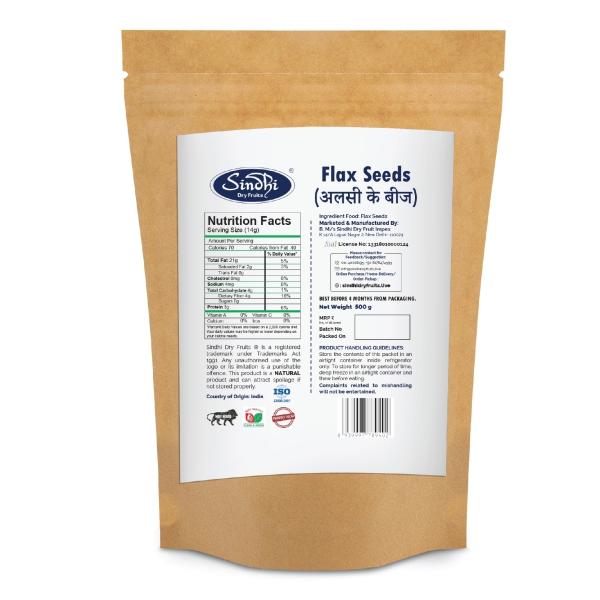 Sindhi Dry Fruits Flax Seeds, Alsi Ke Beej, 100 Fresh and Healthy, Unsalted, Raw, 500g Zip