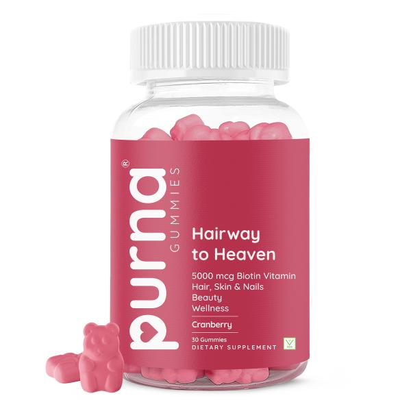 Purna Gummies Flowing Hair Biotin Cranberry Gummy for Adults & Kids, 1