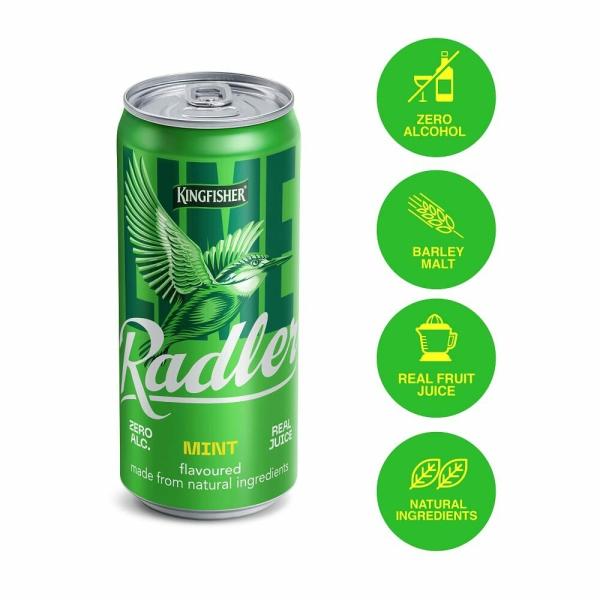 Kingfisher Radler Non Alcoholic Beer Mint Flavour, 300ml, Pack of 24