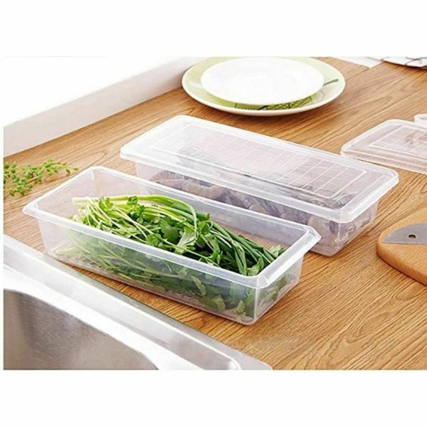 Food Storage Container, Fridge Organizer Case with Removable Drain