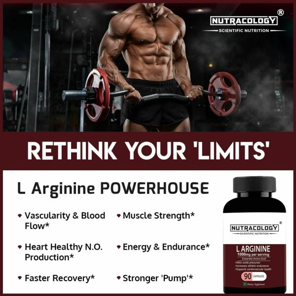 Nutracology L Arginine 1000mg Nitric oxide Booster For muscle gain & Strength 90 Capsules JioMart
