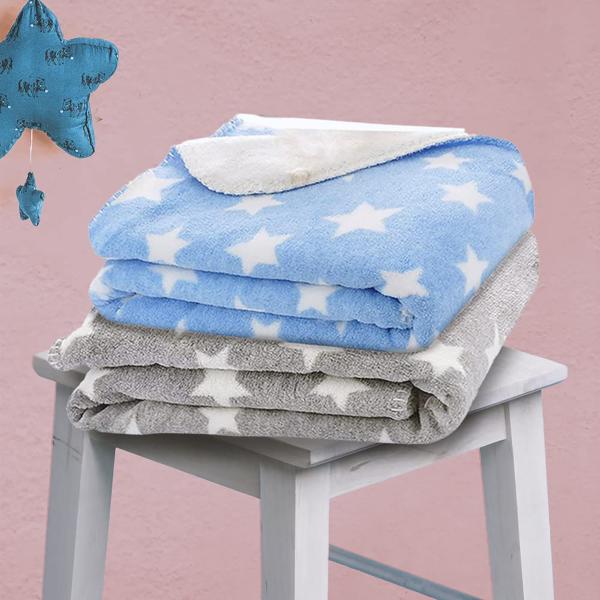 My NewBorn Baby Blue Star and Grey Star Wrapper Blanket (0-3 M) - JioMart